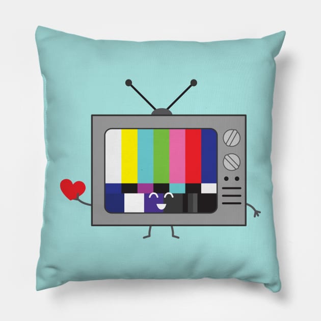 Retro TV | by queenie's cards Pillow by queenie's cards