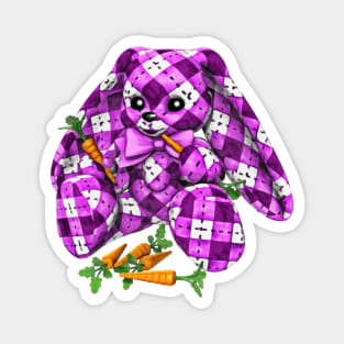 Purple Argyle Bunny Rabbit Magnet