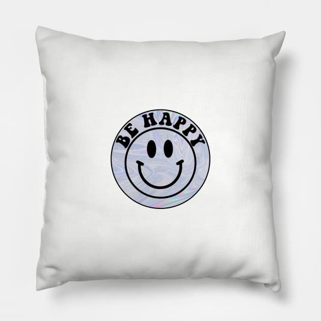 Be Happy Trippy Smiley Face Pillow by lolsammy910