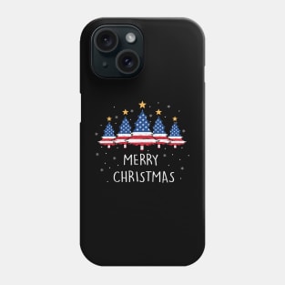 Merry Christmas Tree American Flag Phone Case