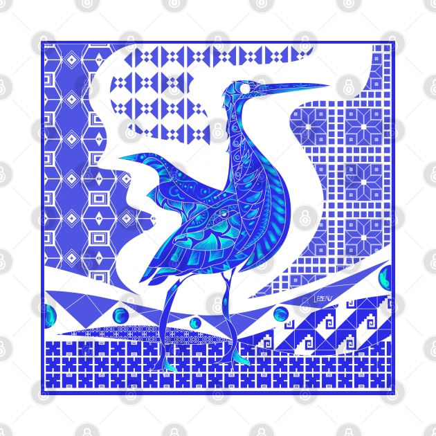 agami heron bird in ecopop talavera pattern wallpaper art 1 by jorge_lebeau