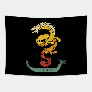 Dragon Boat Paddling Vintage Look Tapestry