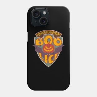 Boolice Halloween police funny badge pumpkin department distressed Phone Case