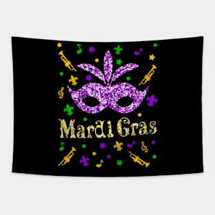 Mardi Gras 2020 Womens Girls Mask Beads New Orleans Party Tapestry