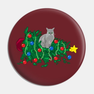 Cat Hates Your Tree - gray Pin