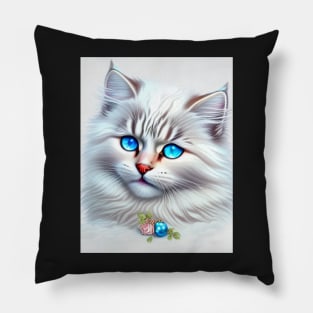 White Siberian Cat Pillow