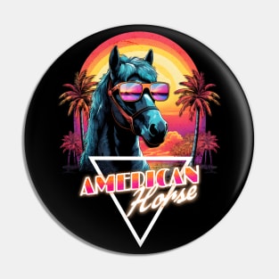 Retro Wave American Horse Vibes Pin