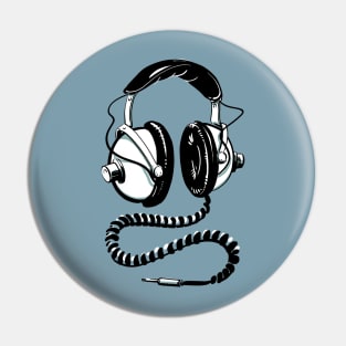 Huge vintage headphones illustration Pin