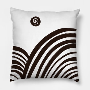 Mountains Sunset Black and White Abstract Minimalism Pillow