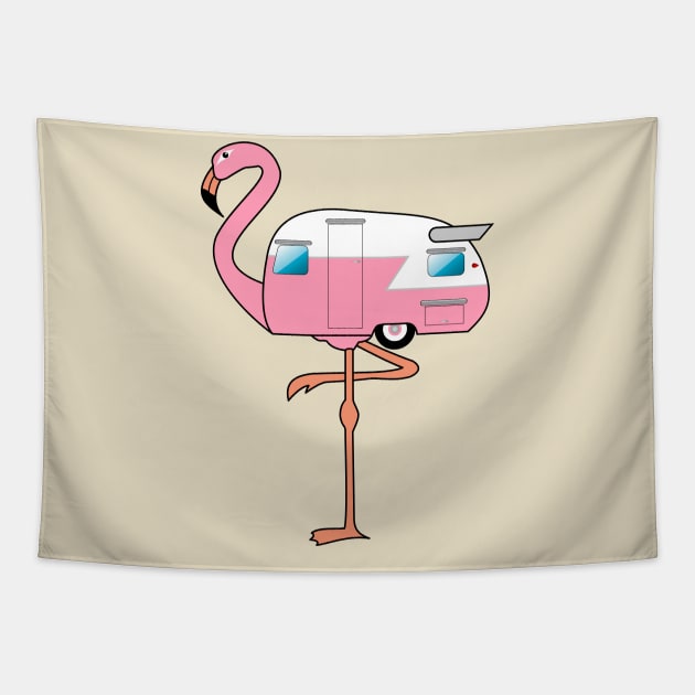 Flamingo Camper Tapestry by brkgnews