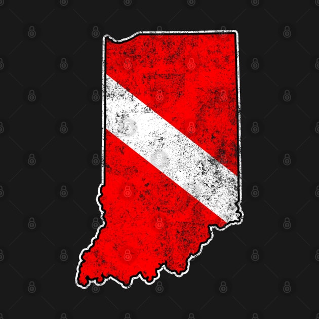 Indiana Dive Flag Scuba Diving State Map Dive Flag Distressed by TeeCreations