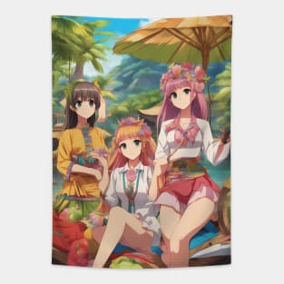 Anime All Day anime girls  collor Tapestry