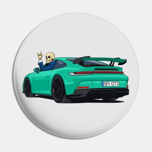 car 911 GT3 skull metal hands green Pin