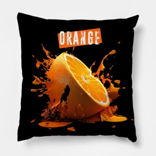 Smashed Orange: A Burst of Empty Rhetoric on a Dark Background Pillow