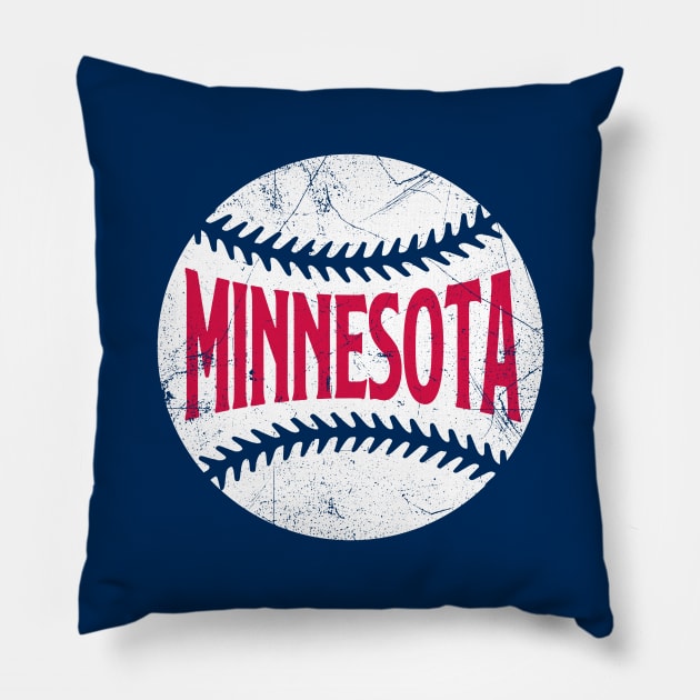 Minnesota Retro Baseball - Navy Pillow by KFig21