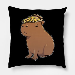 Capybara with a Hawaiian Pizza on its head Pillow