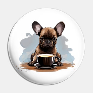 French Bulldog Drinking Coffee Pin