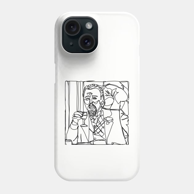 Leo Drinking Wine Meme Minimal Line Art Phone Case by ellenhenryart