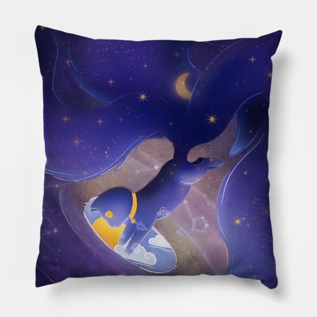 Celestial Cat - The Bringer of Nightly Sky Pillow by LenasScribbles