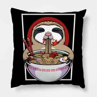 Sloth - Ramen Sloth - Cute Kawaii Noodle Soup Eating Sloth Pillow