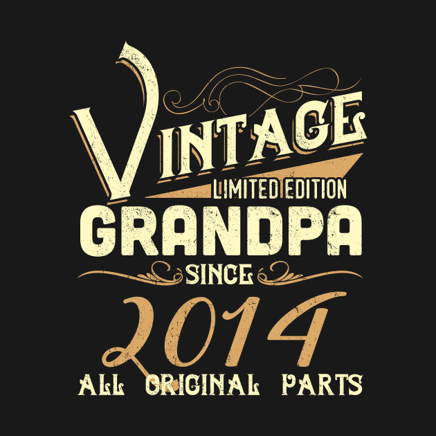 Vintage Grandpa Since 2014 Funny Man Myth Legend Daddy by johnbbmerch