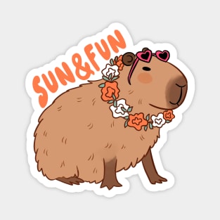 Sun and fun a cute capybara ready for summer vacation Magnet