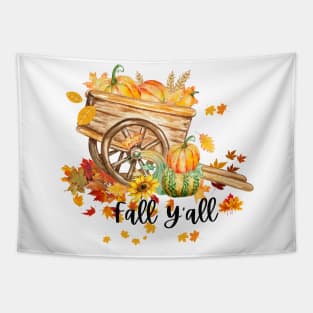 Fall Y'all Happy Fall Hello Pumpkin Season Halloween and Thanksgiving Tapestry