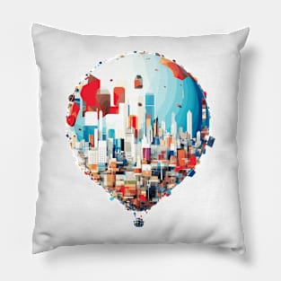 Air Ballon Discovery Travel Landscape Beauty Skyline Pillow