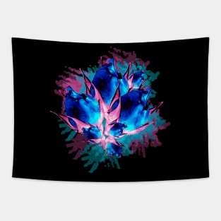 Neon Roses Blue Tapestry