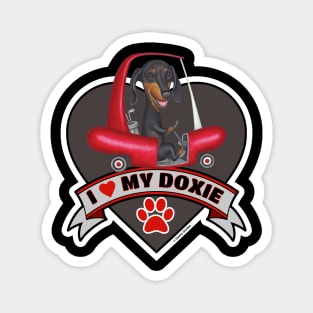 Funny Cute I Love My Doxie Dachshund Dog Heart Design Magnet