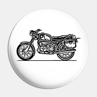 R75 Bike With Leather Pack Sketch Art Pin