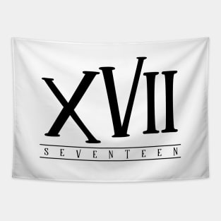 XVII (Seventeen) Black Roman Numerals Tapestry