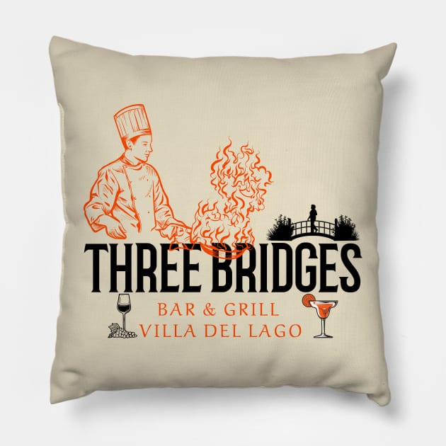 Three Bridges Bar & Grill Villa Del Lago Coronado Springs Resort Pillow by Joaddo