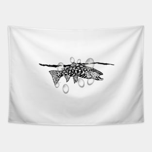 Black and White Trout Tapestry