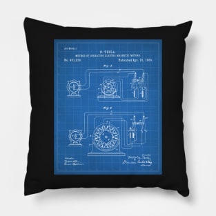 Motor Patent - Engineer Inventor Makers Workshop Art - Blueprint Pillow