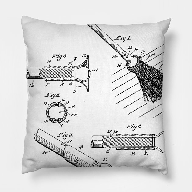 Mop Vintage Patent Hand Drawing Pillow by TheYoungDesigns