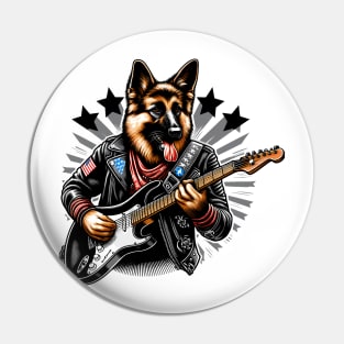 German Shepherd Playing Guitar Pin