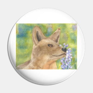 Coyote With Lupine Pin