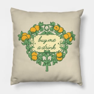 Buy Me a Drink Vintage Orange Botanic Pillow