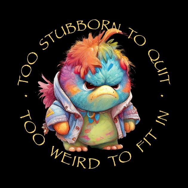 Colorful Bird Too Stubborn To Quit Too Weird To Fit In Cute Adorable Funny Quote by Cubebox