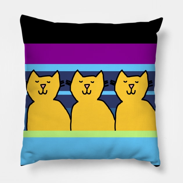 Three Peaceful Cats Pillow by ellenhenryart