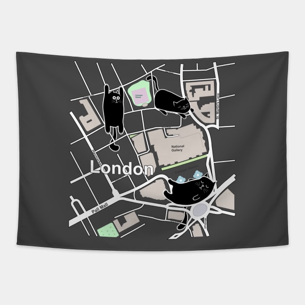 Copy of Map of London with Cats Tapestry by PocketRoom