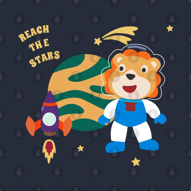 Space lion or astronaut in a space suit with cartoon style by KIDS APPAREL