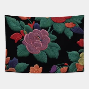 Embroidery Flower Seamless Pattern Tapestry