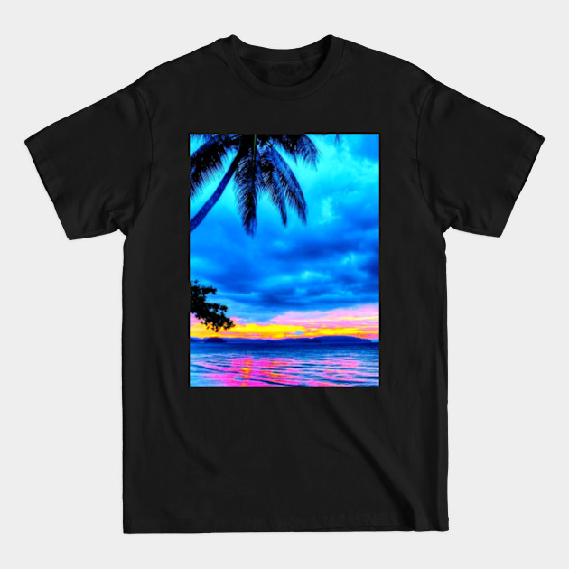 Disover Beach Ocean Palm Tree Evening - Beach - T-Shirt