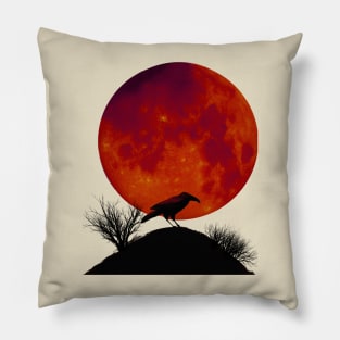 Raven and full moon Pillow