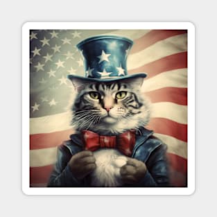 Stars, Stripes, and Whiskers: A Patriotic Purr Magnet