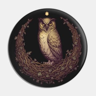 Owl Hedera Moon Pin