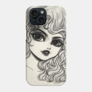 Portrait of a young curly hair girl Phone Case