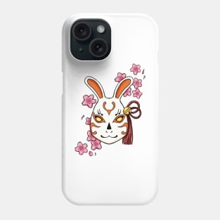 Blossoming Habits: A Cherry Blossom Japanese Mask Orange Phone Case